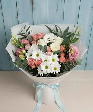 Букет нежный в Туле Букет цветов из:  Розы, Лизиантусы и Хризантемы в Туле