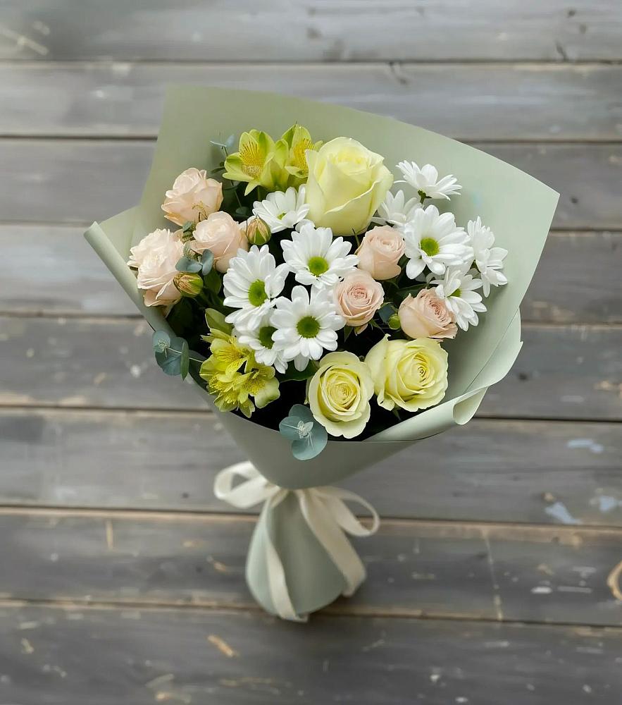 Букет цветов из: Альстромерии, Розы и Хризантемы в Туле